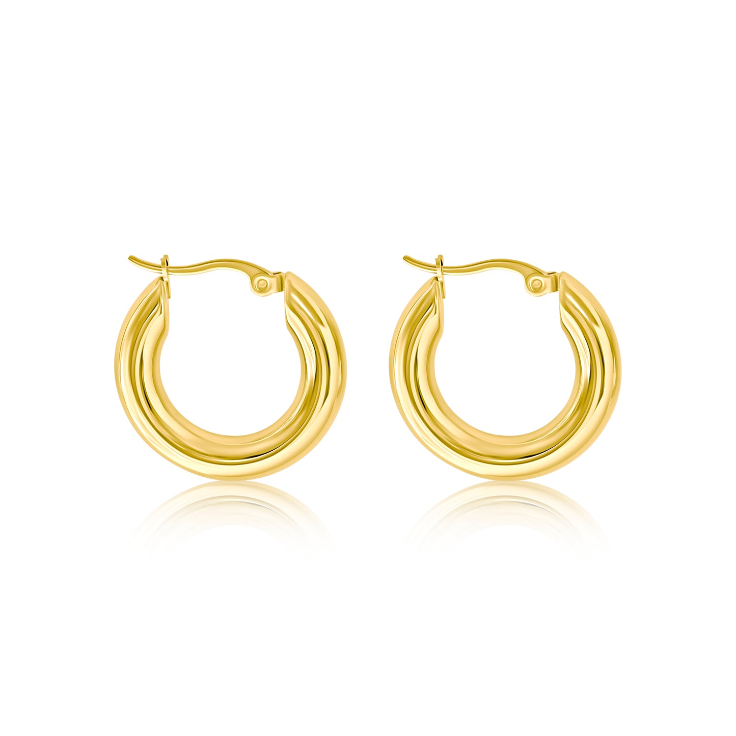 Classic Gold Hoop Earrings 18K Gold Plated Waterproof Hypoallergenic Stainless Steel Fashion Jewelry for Women. B-Xquisite Jewelry Earrings
